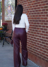 Nue 10/20 shoot: Mimi Textured Long Sleeve Top + Celine Faux Leather Wide Leg Trouser