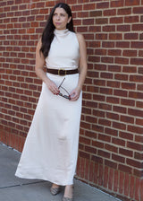 Nue 10/20 shoot: Odette Satin Belted Maxi Dress