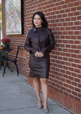 Nue 10/20 shoot: Lenny Vegan Leather Cropped Jacket + Lenny Vegan Leather Pencil Skirt