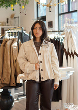 Nue 10/20 shoot: Celine Faux Leather Wide Leg Trouser + Saskia Gathered Faux Suede Jacket