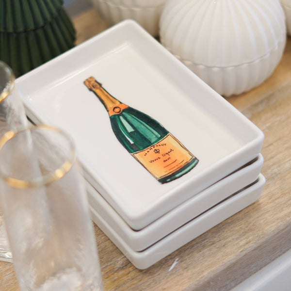 Decorative Trays Ceramic Tray // Champagne Bottle 