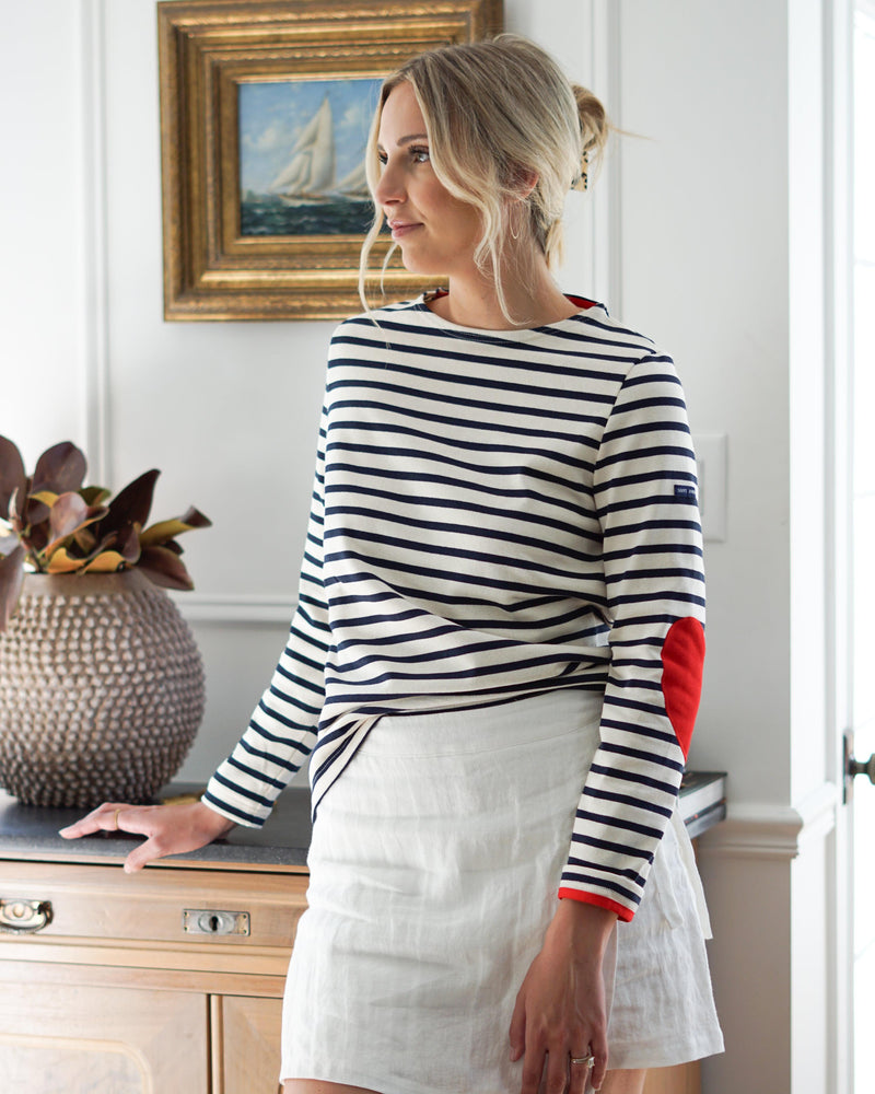 Lifestyle Saint James Heart Patch Authentic Breton Stripe Knit Shirt 