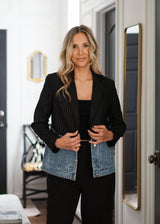 Lifestyle Blaise Mixed Media Denim Blazer 