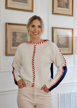 Lifestyle Stace WHIP STITCH TWO-TONE SWEATER // Ivory & Navy 