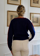 Lifestyle Stace WHIP STITCH TWO-TONE SWEATER // Ivory & Navy 