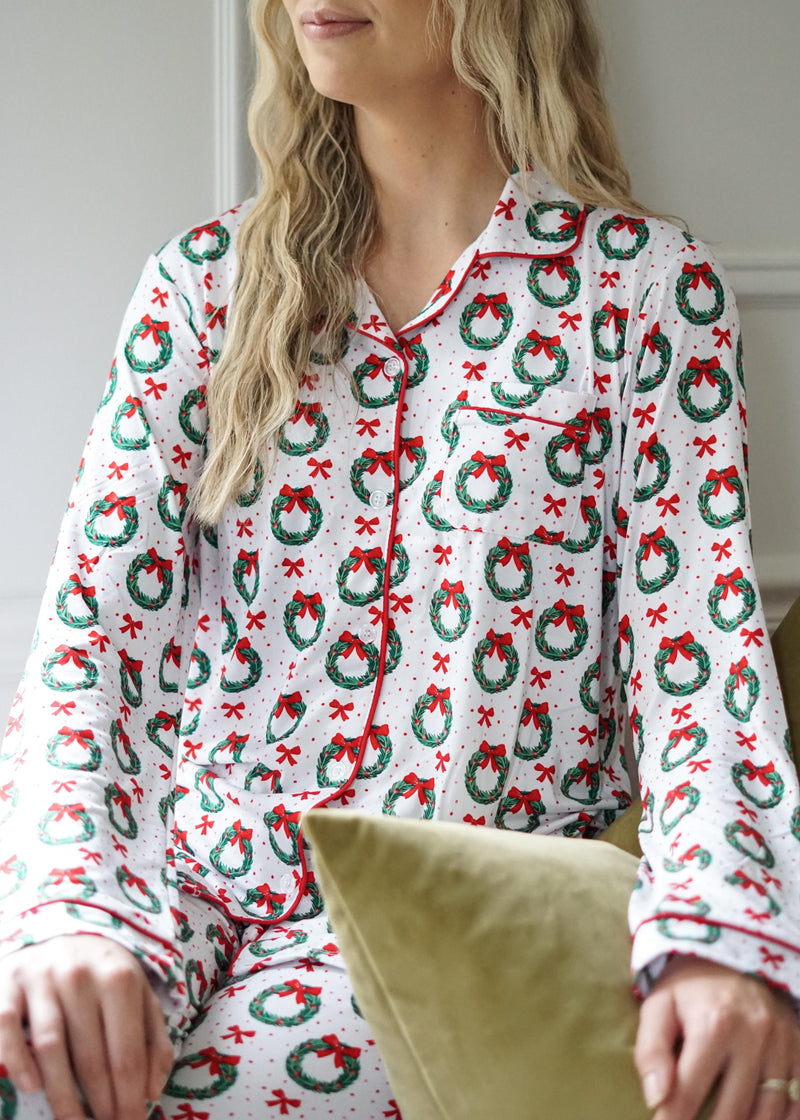  Christmas Wreath Butter Soft PJ Set 