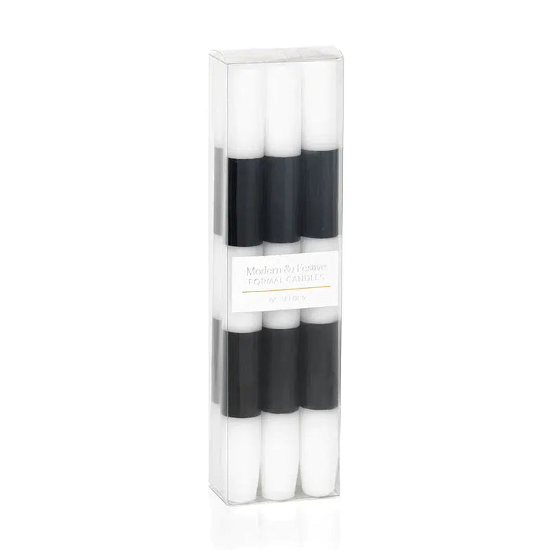 Decor Black & White Stripe Taper Candles // Set of 2 