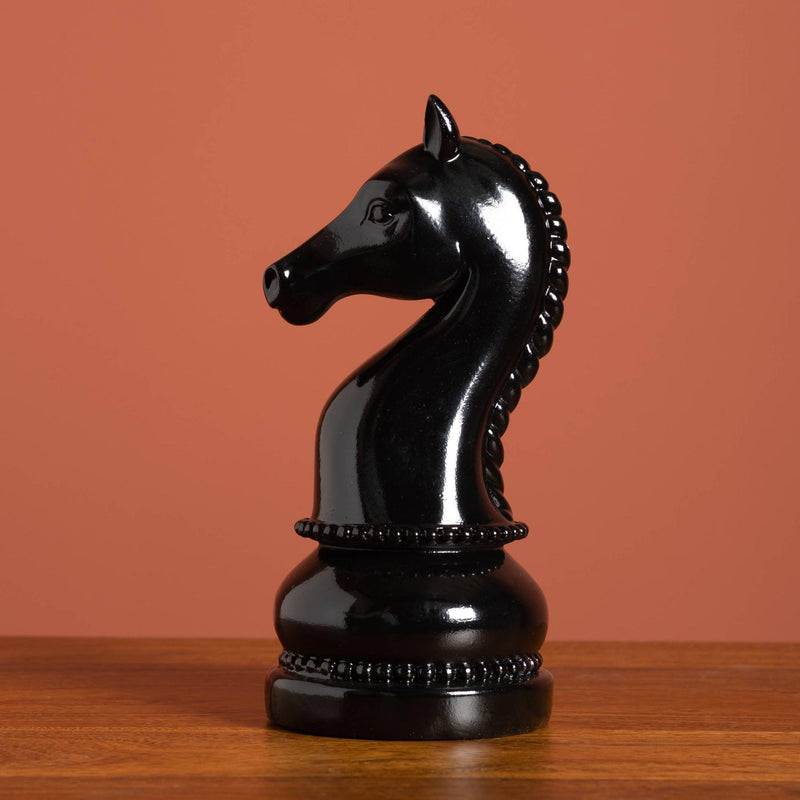 Decorative Object Black Chess Horse Statue 