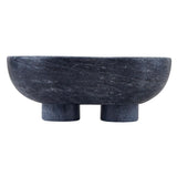 Decorative Object Charcoal Marble Footed Bowl // Large 