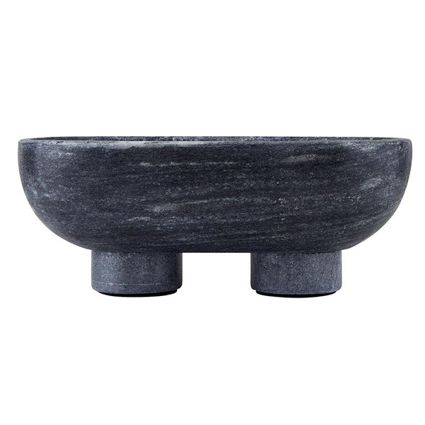 Decorative Object Charcoal Marble Footed Bowl // Small 