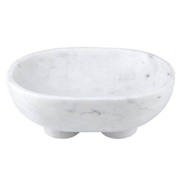 Decorative Object White Marble Footed Bowl // Large 