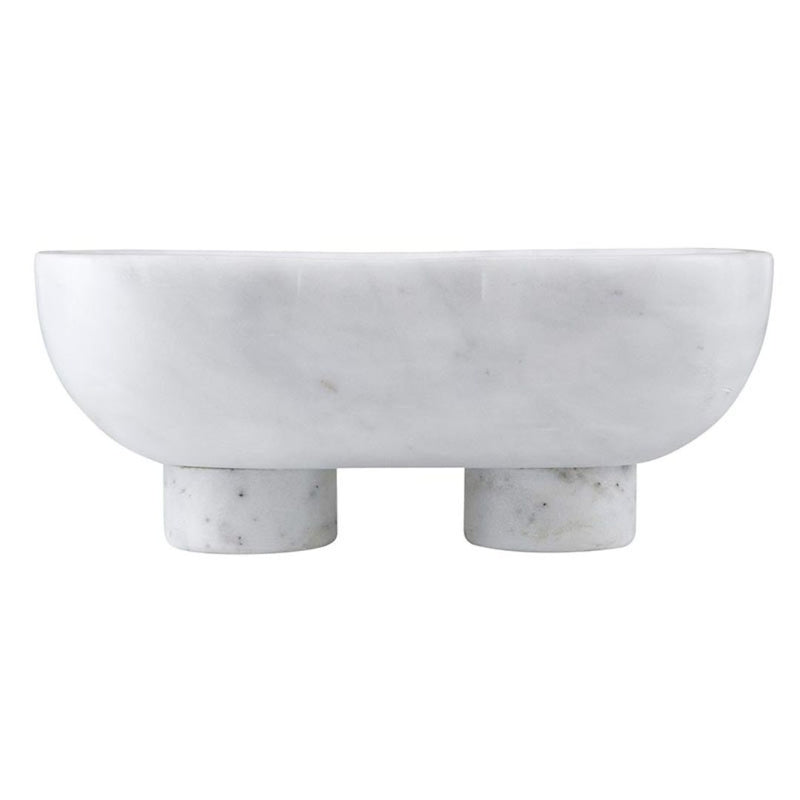 Decorative Object White Marble Footed Bowl // Small 