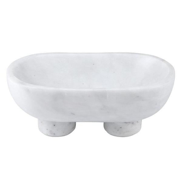 Decorative Object White Marble Footed Bowl // Small 
