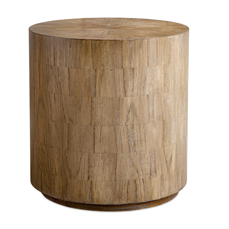 Accent Table Nevis Wood Cylinder Side Table 