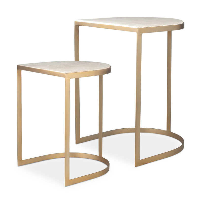 Accent Table Lindon Travertine Nesting Tables // Set of 2 