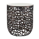 Outdoor Sabena White Marble Outdoor Side Table 