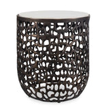 Outdoor Sabena White Marble Outdoor Side Table 