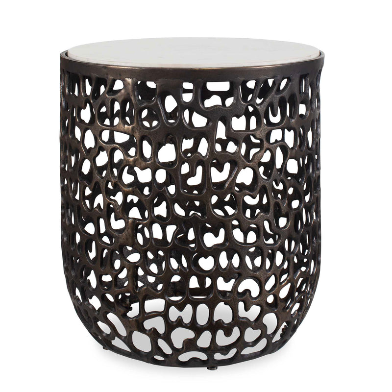 Outdoor Sabena White Marble Outdoor Side Table 