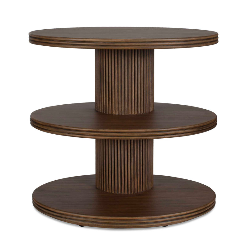 Accent Table Top Tier Oval Walnut Side Table 