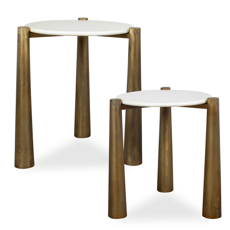 Accent Table Claridge White Marble Nesting Tables // Set of 2 