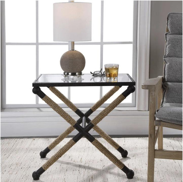 Furniture Wrapped Iron Accent Table 16 W X 22 H X 22 D 