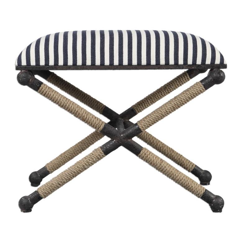 Furniture Braddock Navy Stripe Bench 24 W X 20 H X 16 D 