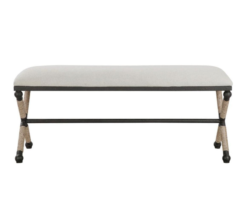 Furniture Wrapped Iron Oatmeal Bench 48 W X 21 H X 16 D 