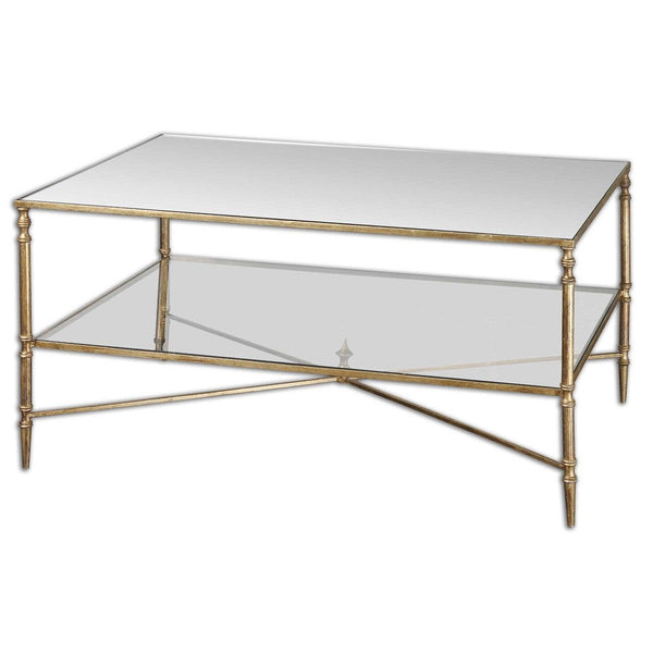 Furniture Gold Leafed Forged Iron Coffee Table 