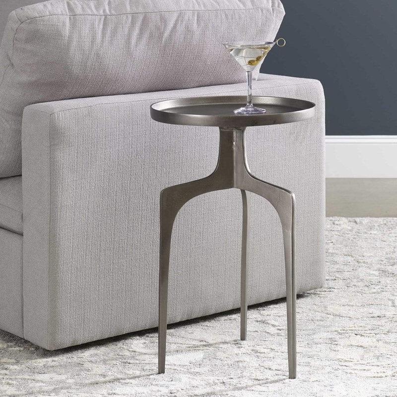 Furniture Kenna Accent Table in Nickel 