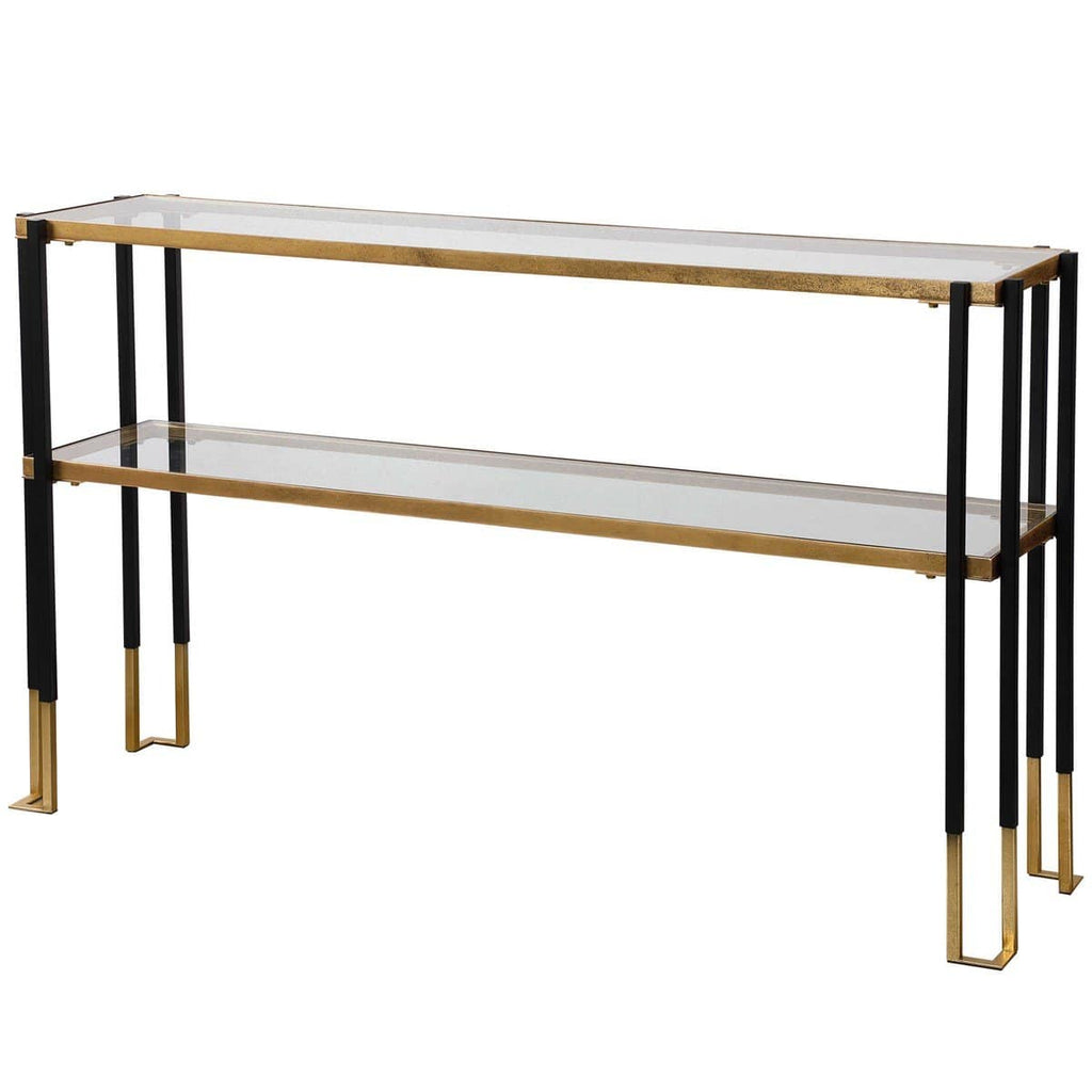 Contemporary Glass Top Console | Black & Gold | Home Decor Furniture