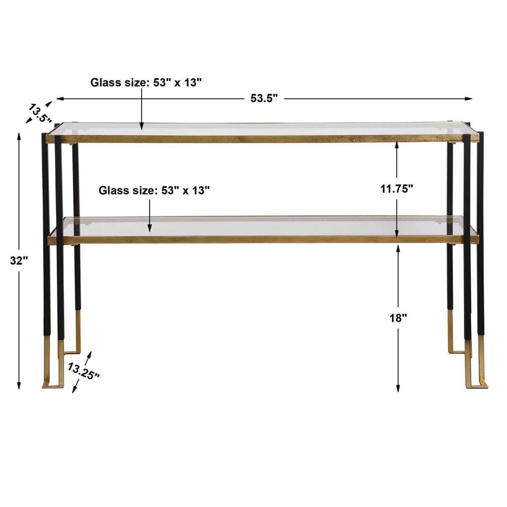 Contemporary Glass Top Console | Black & Gold | Home Decor Furniture