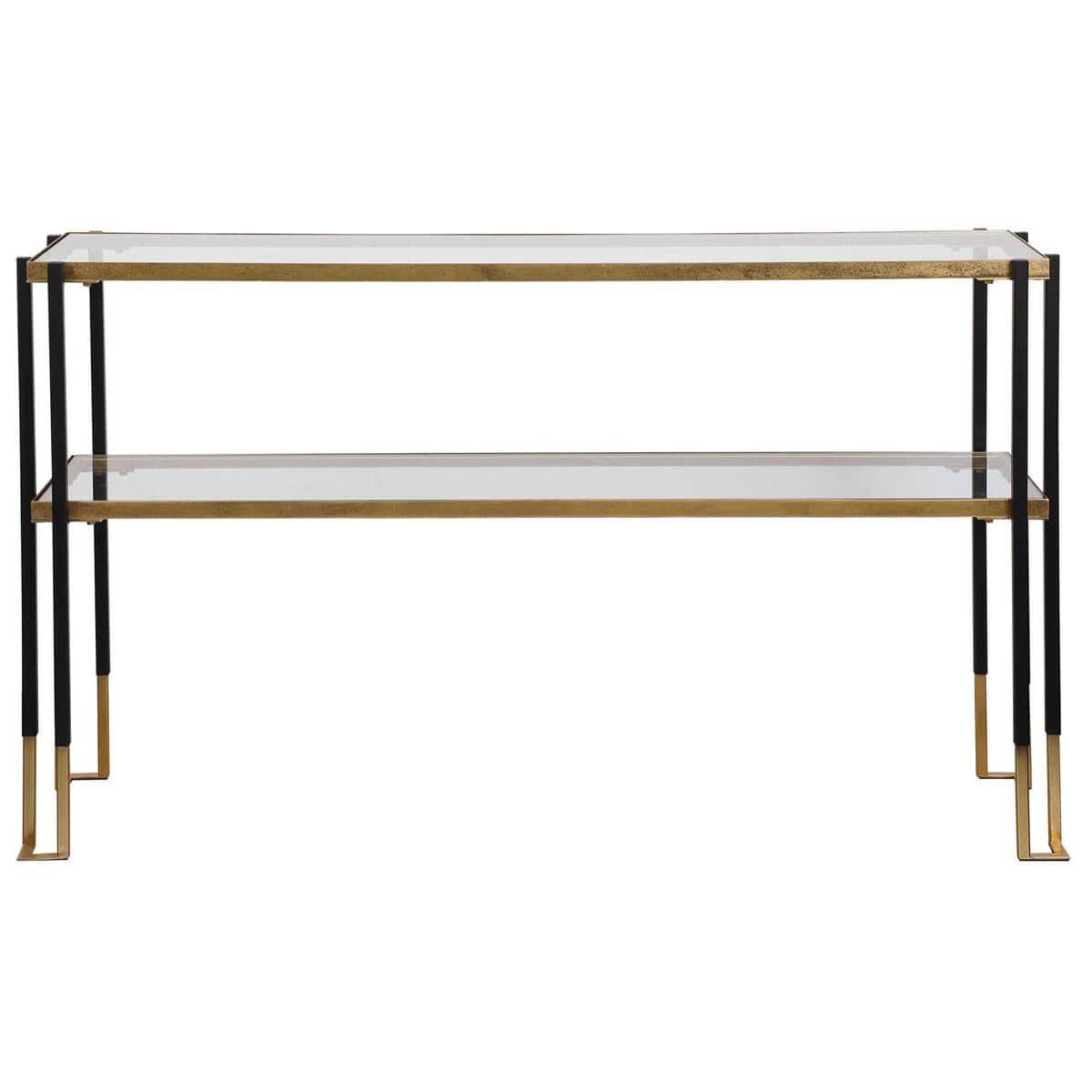 Contemporary Glass Top Console | Black & Gold | Home Decor Furniture