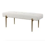 Furniture Boucle White & Gold Large Bench 50 W X 19 H X 20 D 