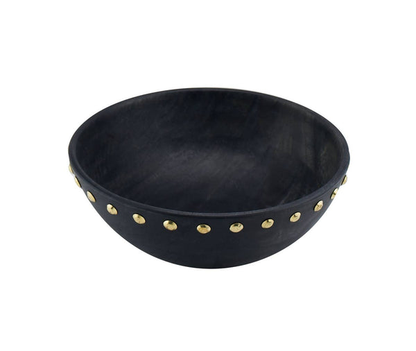  Gold Studded Wood Bowl // Small 