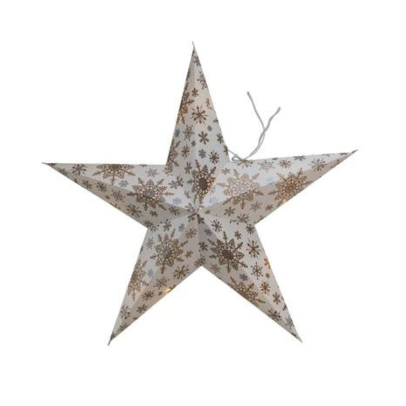  18" LED Paper Star Ornament // 4 Styles Gold Snowflakes 