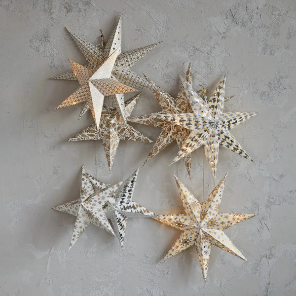  24" LED Paper Star Ornament // 4 Styles 