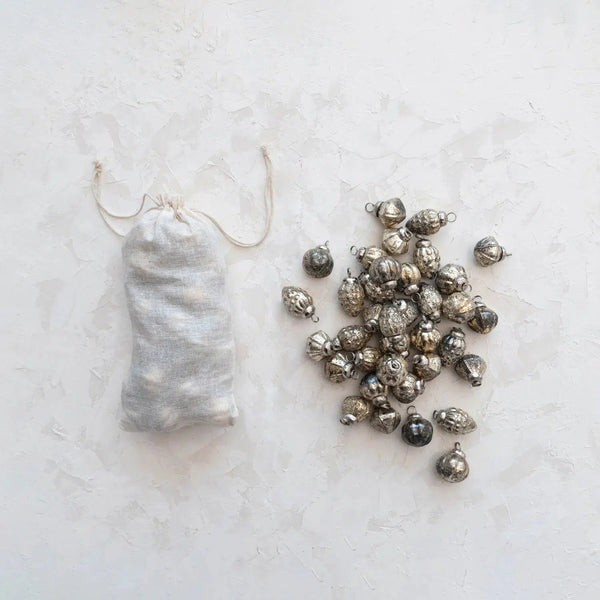  Embossed Mercury Glass Ornaments // Antique Silver 