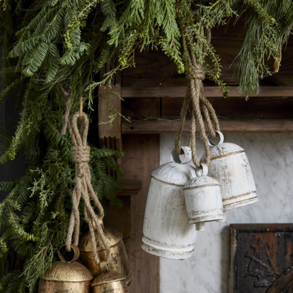 Holiday Decorative Objects Gathered Hanging Bells // White 