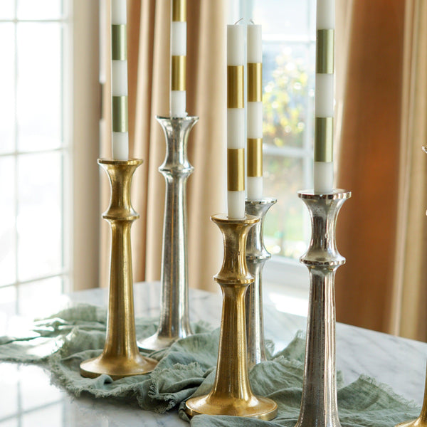  Gold Aluminum Taper Candle Holder // 3 Sizes 