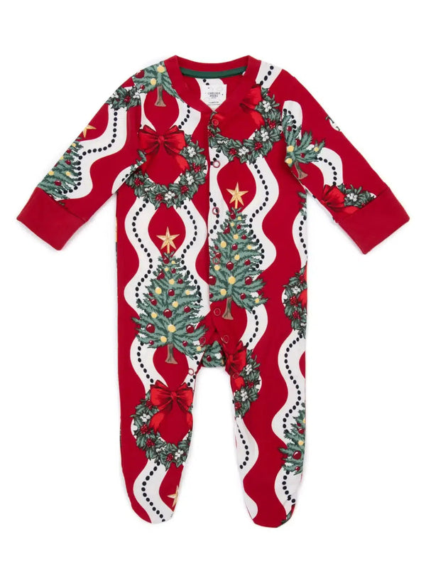 Holiday Lifestyle Baby Wreath & Tree Stripe Print Onesies 