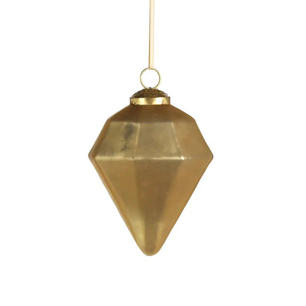 Holiday Ornaments Diamond Shape Glass Ornament // Gold 