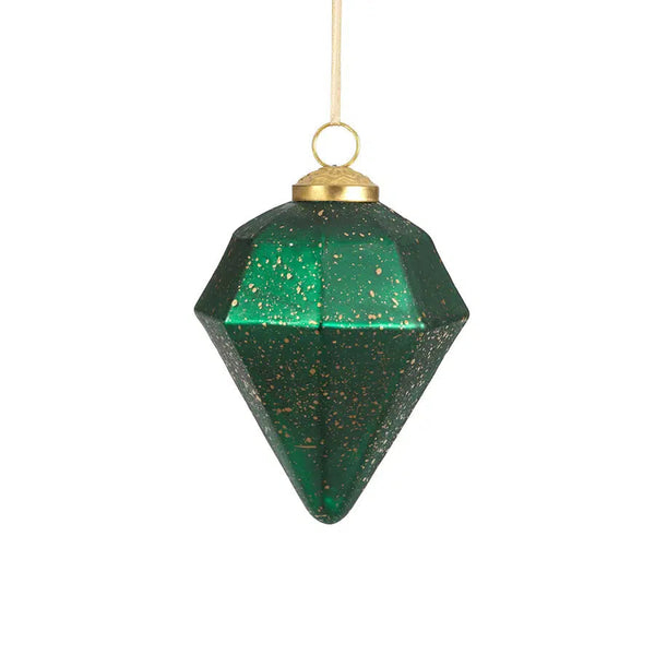 Holiday Ornaments Diamond Shape Glass Ornament // Green 