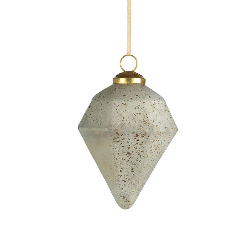 Holiday Ornaments Diamond Shape Glass Ornament // Silver 