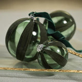 Holiday Ornaments Flocked Green Glass Ornament 