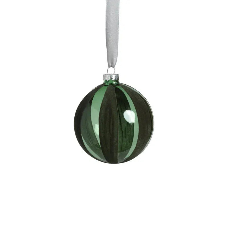 Holiday Ornaments Flocked Green Glass Ornament 