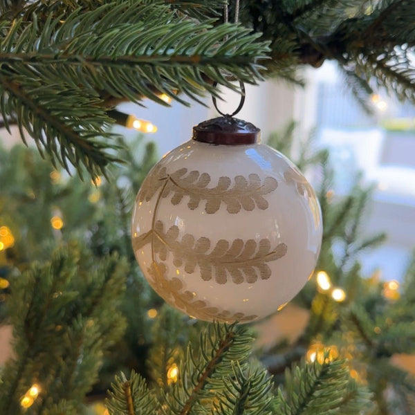 Glass Ball Ornament with Leaves 