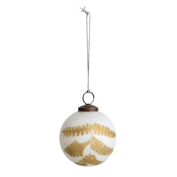  Glass Ball Ornament with Leaves 