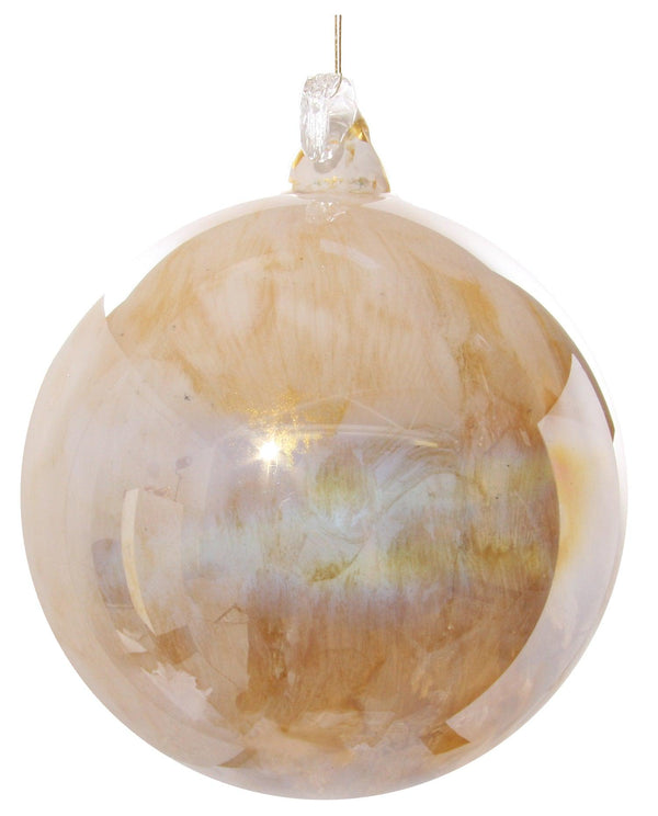 Holiday Ornaments Gold & White Lustered Glass Ornament 