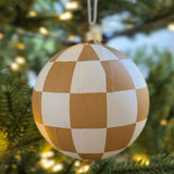 Holiday Ornaments Lubeck Checkered Ornament // White & Tan 