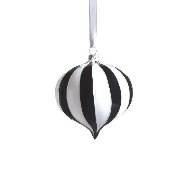 Holiday Ornaments Twilight Stripe Glass Ornament // 4 Styles Wide Teardrop 